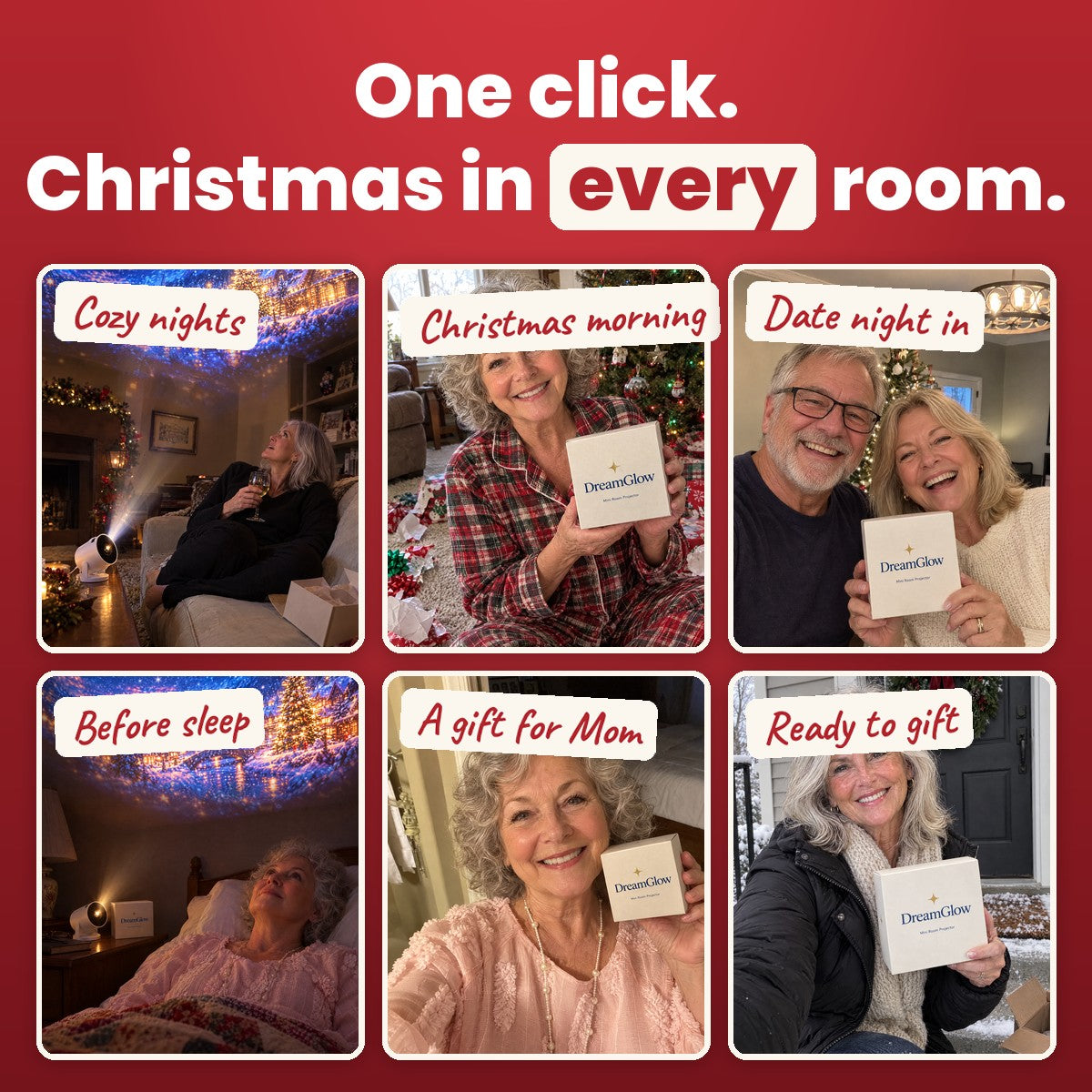 One click. Christmas in every room: six people at home at Christmas with DreamGlow