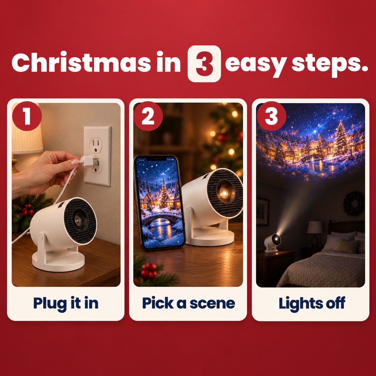 Christmas in 3 easy steps: plug it in, pick a scene, lights off