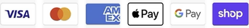 We accept Visa, Mastercard, American Express, Apple Pay, Google Pay and Shop Pay